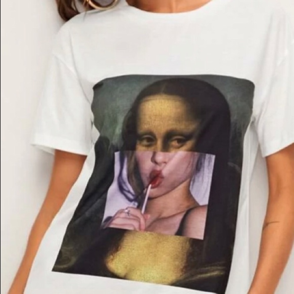 SHEIN White Figure Graphic Tee Dress